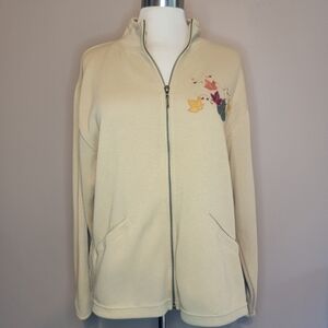 Embroidered‎ Lighthouse Apparel Sweater Full Zip Small Autumn Leaves Vintage 90s